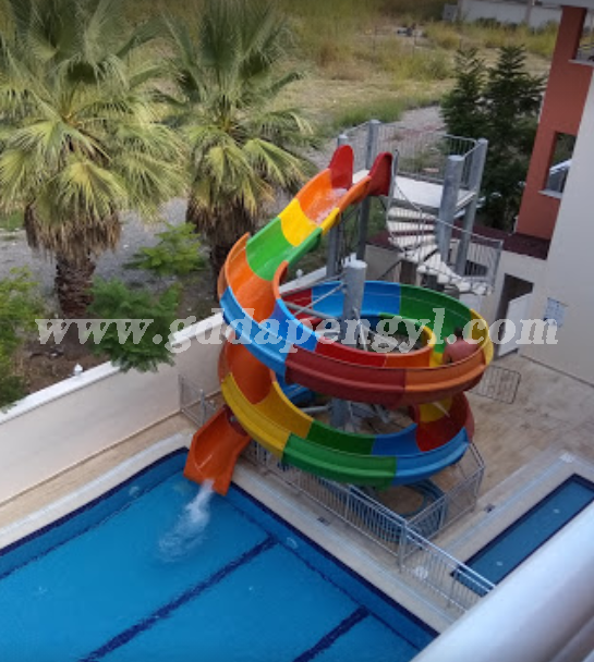 Rainbow Color Fiberglass Pool Slide DP-H450